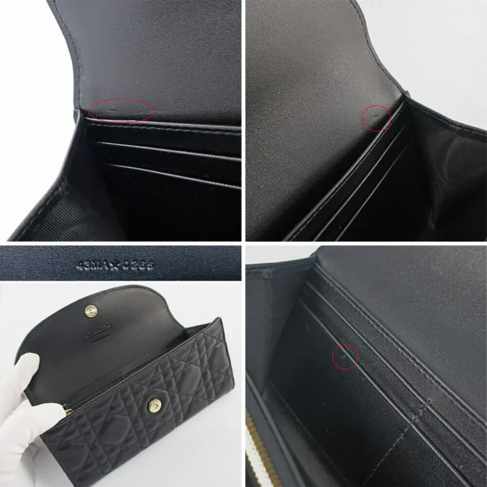 Dior My Violet Wallet Lambskin Black Gold Hardware Long Wallet